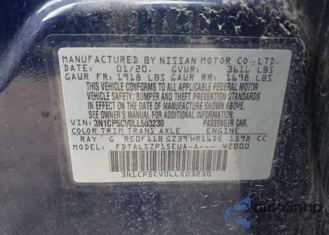 2020 Nissan Kicks Sv Xtronic Cvt from USA, damaged, VIN 3N1CP5CV0LL503230